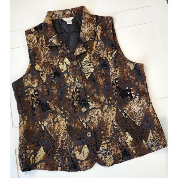 Christopher & Banks Brown Textured Button Front Vest XL - Picture 12 of 12